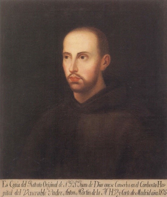 Portrait peint de saint Jean de Dieu en buste et en habit religieux